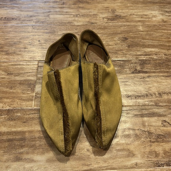 Zara Frayed Flat Satin Slippers - Picture 5 of 8